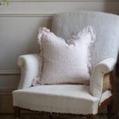 Hallie Pink Stripe Ruffle Cushion