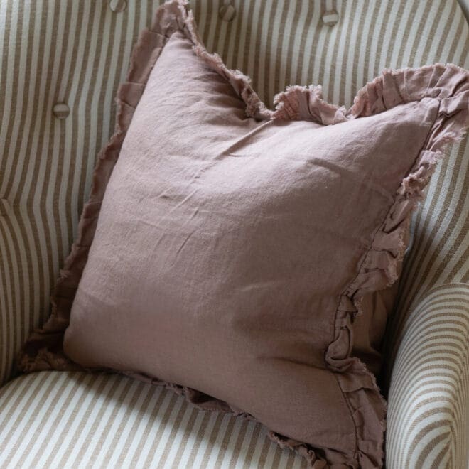 Hallie Dusty Pink Ruffle Cushion