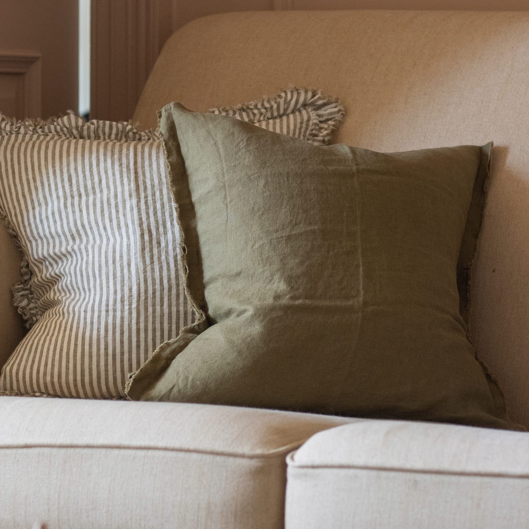 esmee olive linen cushion