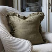 Hallie Olive Green Ruffle Cushion