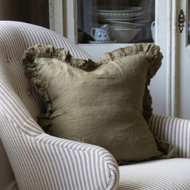 Hallie Olive Green Ruffle Cushion
