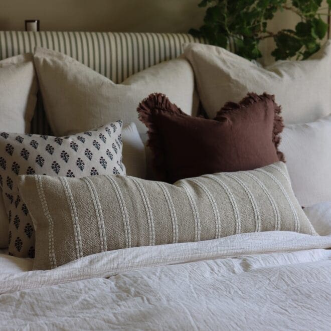 India Beige Stripe Cushion 80×30