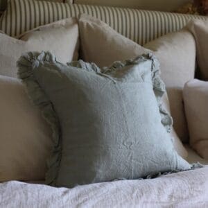 Hallie Sage Green Ruffle Cushion