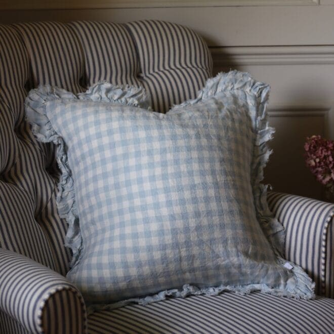 Hallie Blue Gingham Cushion
