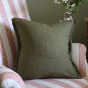 esmee olive green linen cushion