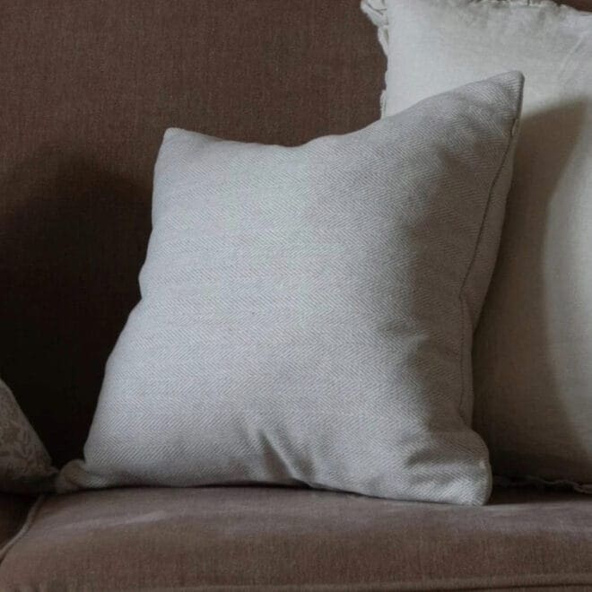 Tia Cream Herringbone Cushion
