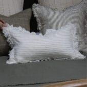 Hallie Olive Pinstripe Ruffle Cushion 50x30