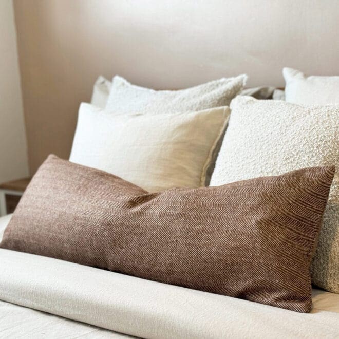 Tia Rust Herringbone Bolster Cushion