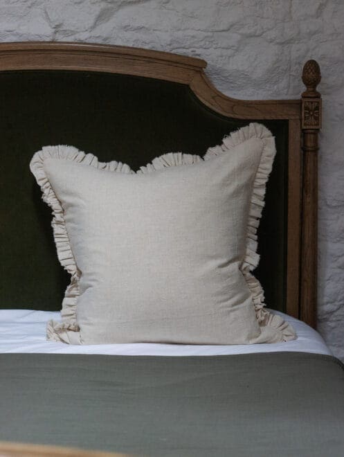 Grace Sand Ruffle Cushion