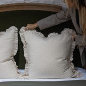 Grace Sand Ruffle Cushion