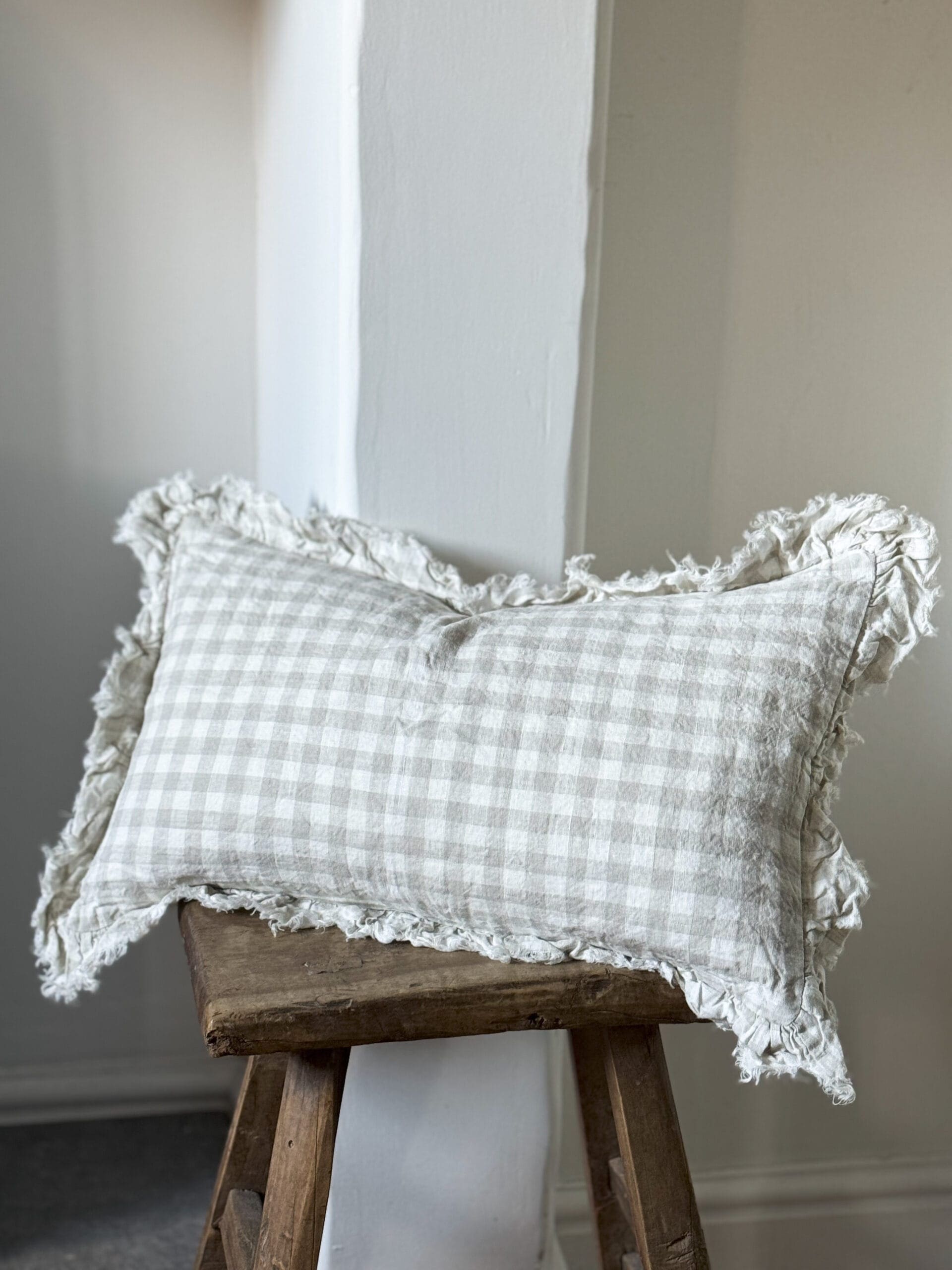 Hallie Natural Gingham Cushion 50x30