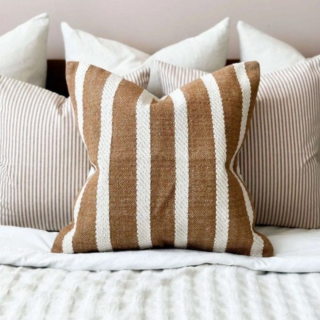 India Rust Rope Stripe Cushion
