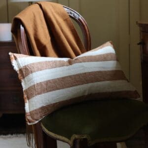 esmee rust wide stripe linen cushion