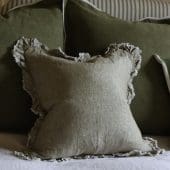 Hallie Washed Olive Linen Cushion
