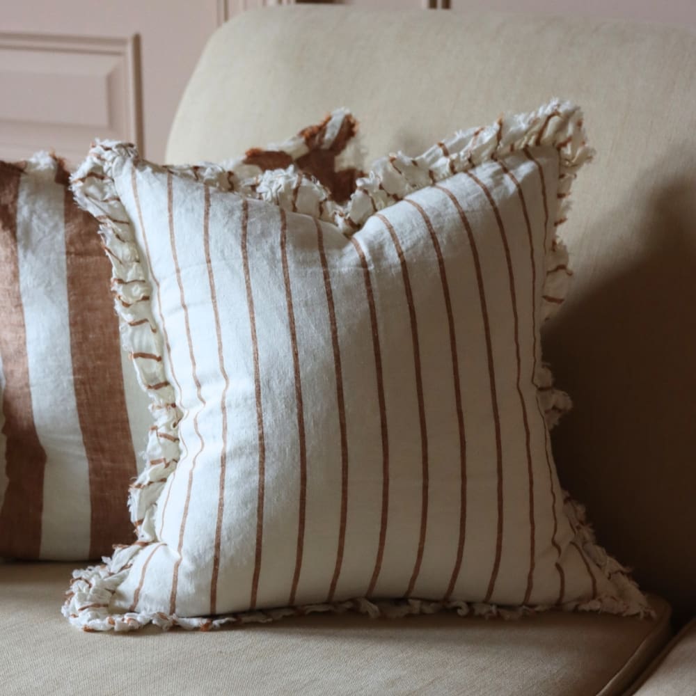 Hallie Brown & Cream Stripe Cushion