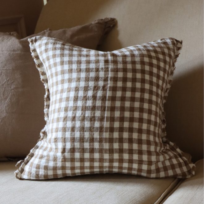 Esmee Brown Gingham Cushion