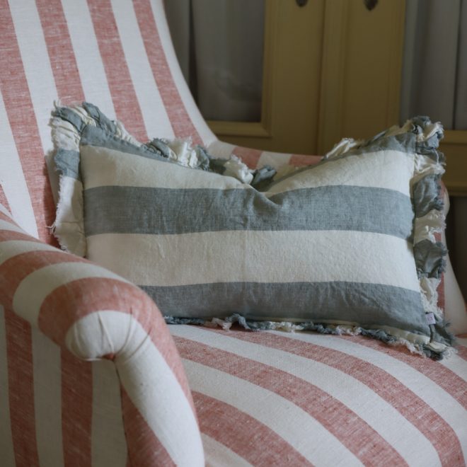 Hallie Teal Wide Stripe Cushion 50×30