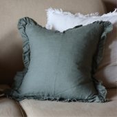 Hallie Khaki Green Ruffle Cushion