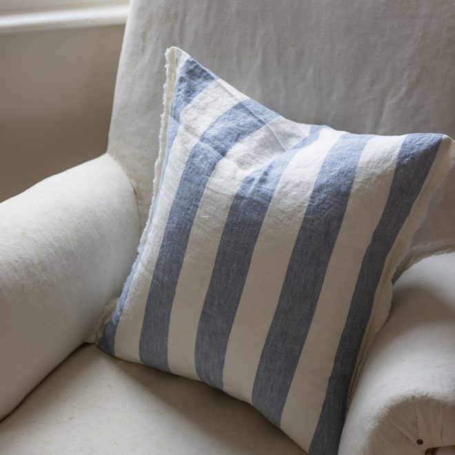 Esmee Blue Wide Stripe Cushion
