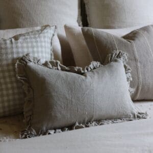 Hallie Natural Beige Ruffle Cushion 50x30