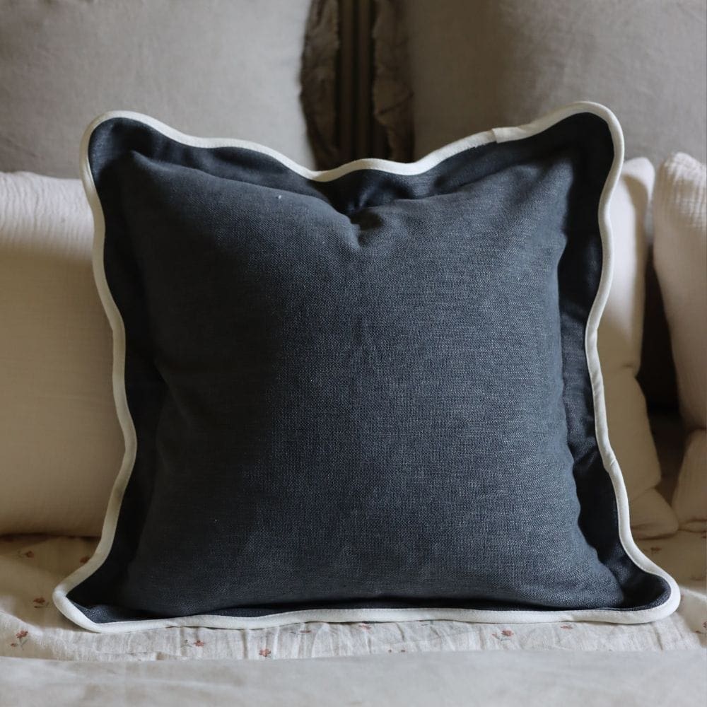 chloe navy scallop edge cushion