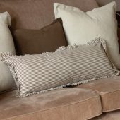 Darcy Dark Brown Stripe Ruffle Cushion 80x30