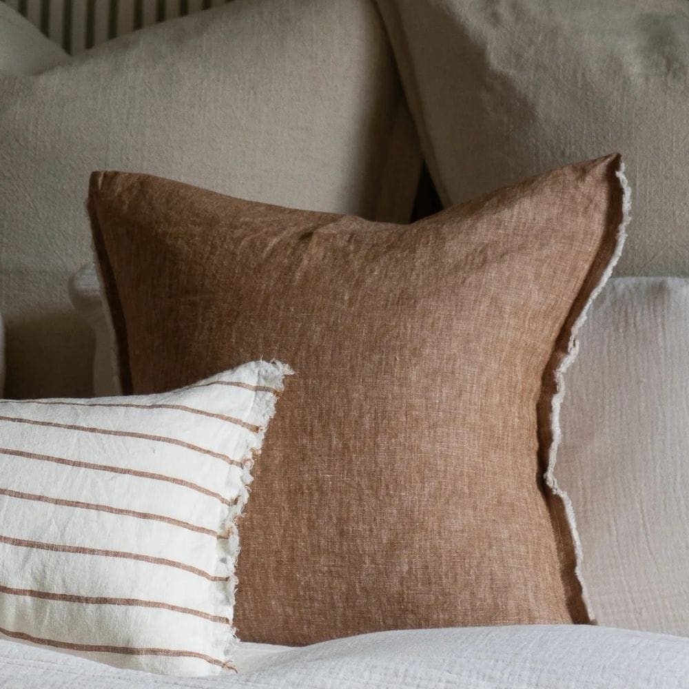 esmee washed rust linen cushion