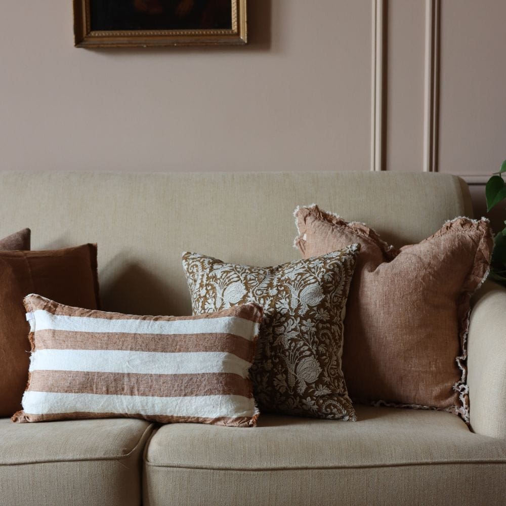 esmee rust wide stripe cushion 50x30