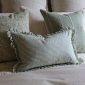 Darcy Sage Stripe Ruffle Cushion 50x30