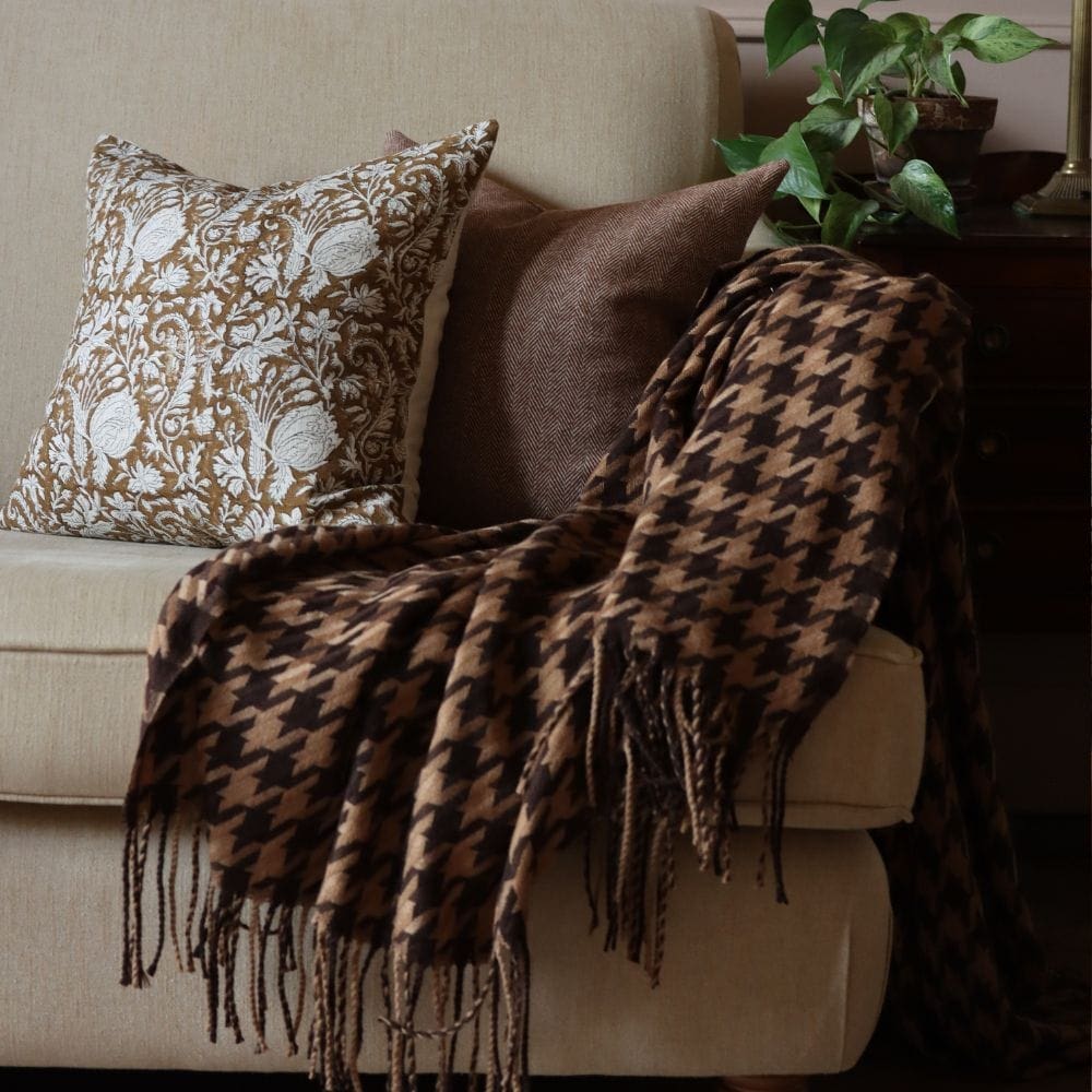 ivy rust print cushion