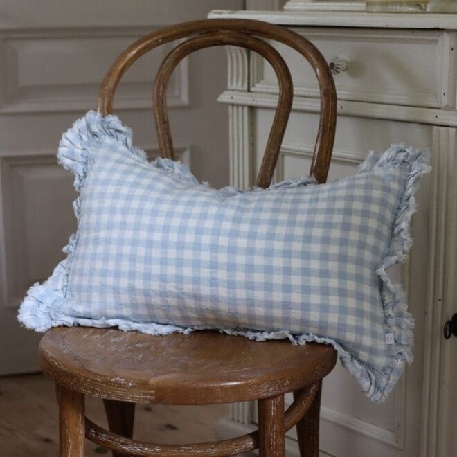 Hallie Blue Gingham Cushion 50×30