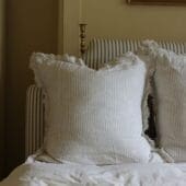 Hallie Natural Beige Stripe Ruffle Cushion 65x65