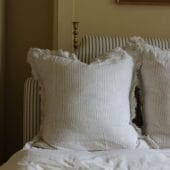 Hallie Natural Beige Stripe Ruffle Cushion 65x65