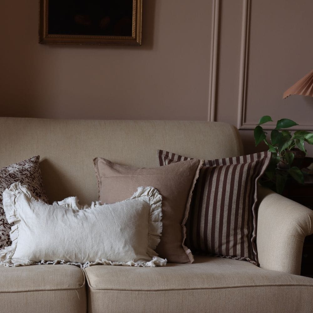 hallie cream ruffle cushion