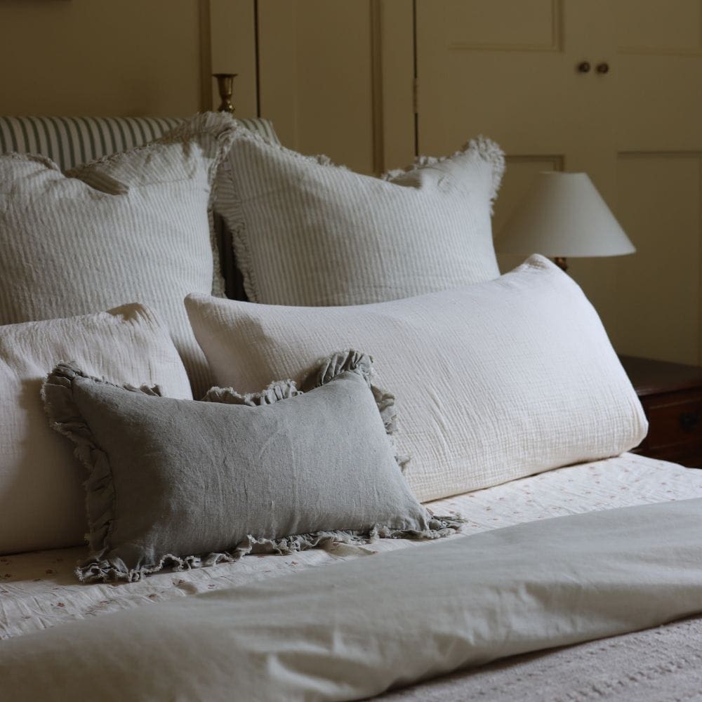 hallie natural ruffle cushion 50x30