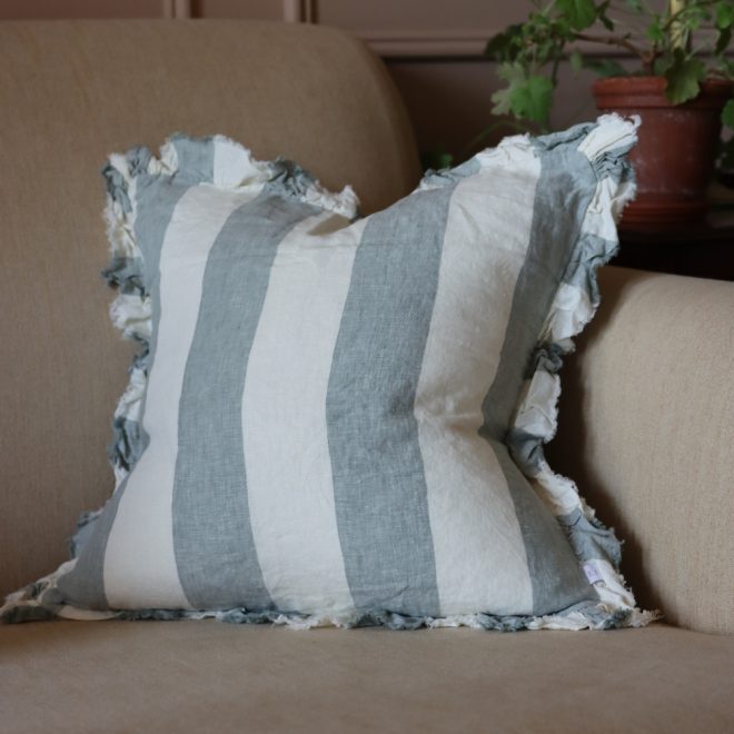 Hallie Teal Wide Stripe Cushion