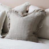 Hallie Beige Stripe Ruffle Cushion