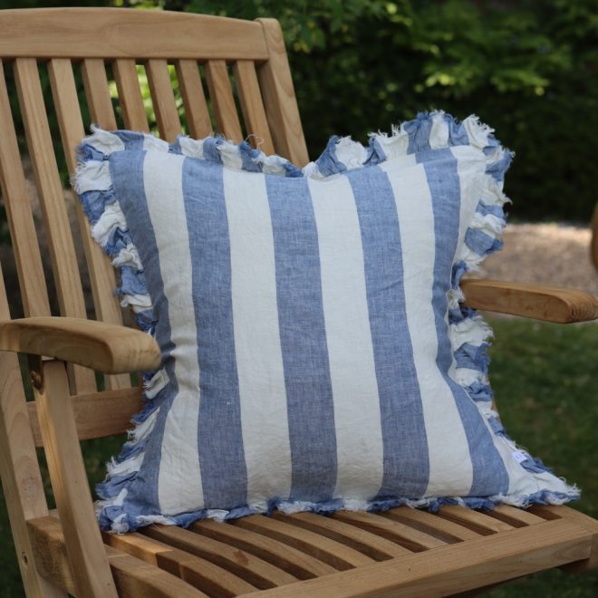 Hallie Blue Wide Stripe Cushion