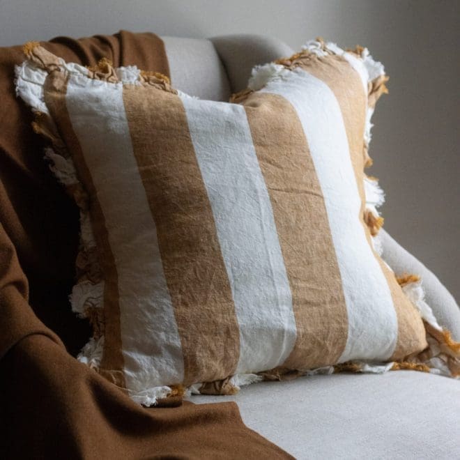 Hallie Mustard Wide Stripe Cushion