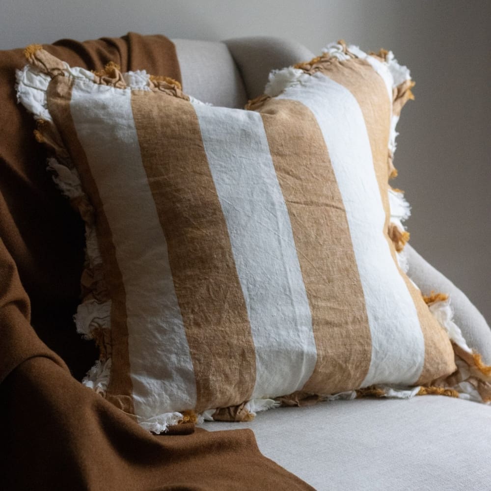 Hallie Mustard Wide Stripe Cushion