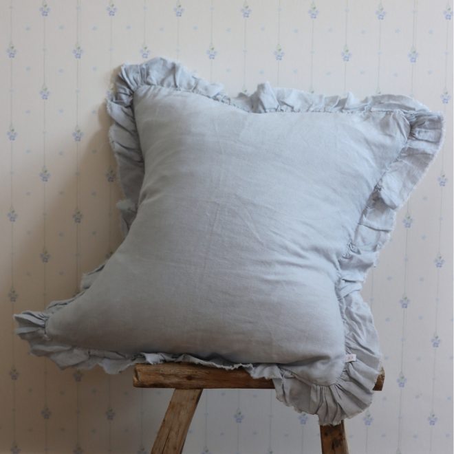 Hallie Dusty Blue Ruffle Cushion