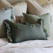 Hallie Khaki Ruffle Cushion 50x30