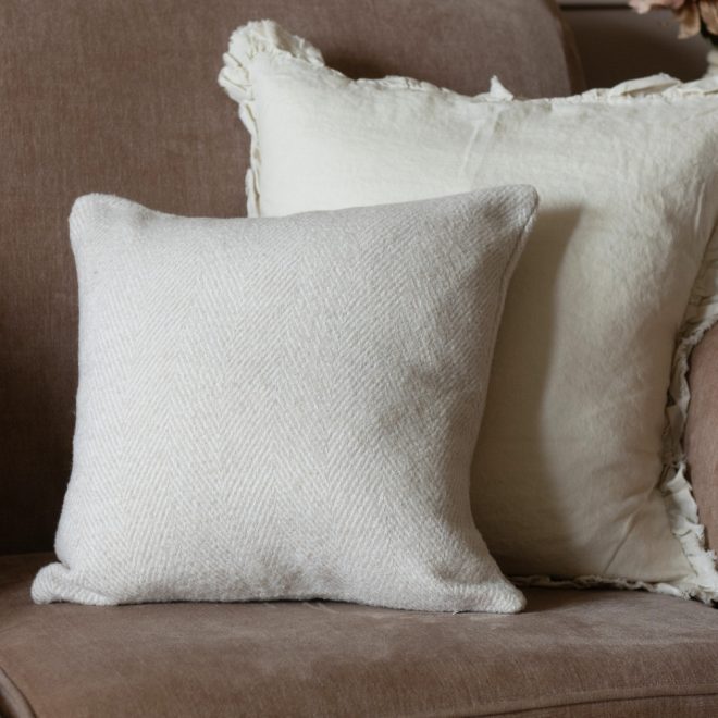 Tia Cream Herringbone Cushion