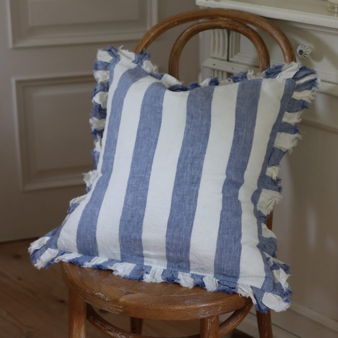 Hallie Blue Wide Stripe Cushion