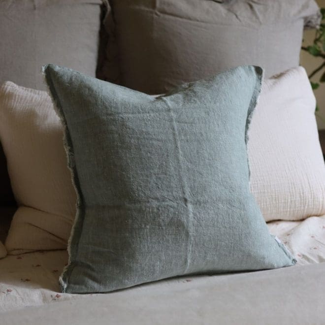 Esmee Washed Teal Linen Cushion