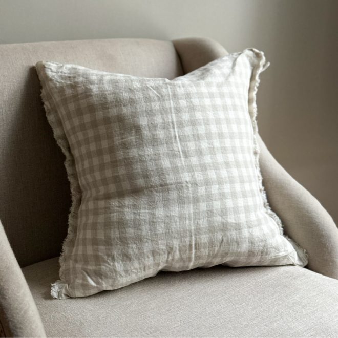 Esmee Natural Gingham Cushion