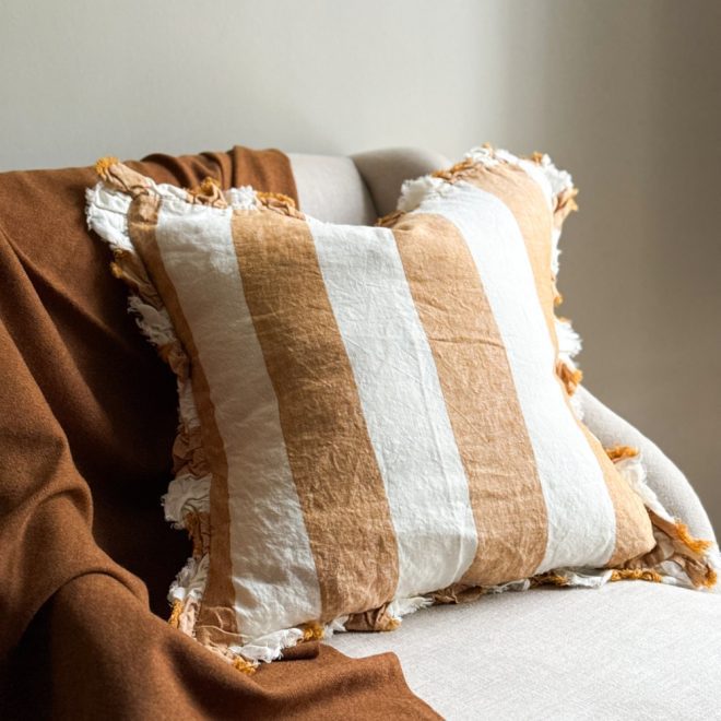 Hallie Mustard Wide Stripe Cushion