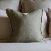 Esmee Olive Washed Linen Cushion