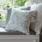 Aria Green Floral Print Cushion