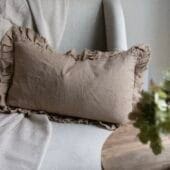 Hallie Coffee Ruffle Cushion 50x30